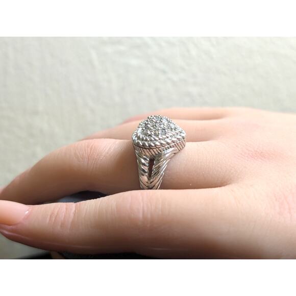 Judith Ripka Classic Diamonique 925 Sterling Silver Cluster Heart Ring Sz 5.75 - Picture 3 of 15